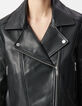 Schwarze Bikerjacke aus Leder f&uuml;r Damen-5