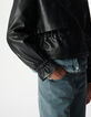 Veste oversize noire cuir coulisse taille Femme-6