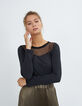 Camiseta gris acanalado con rejilla plumetis I.Code-1