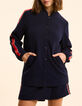 Marineblaue Bomberjacke, Satinstreifen I.Code-2