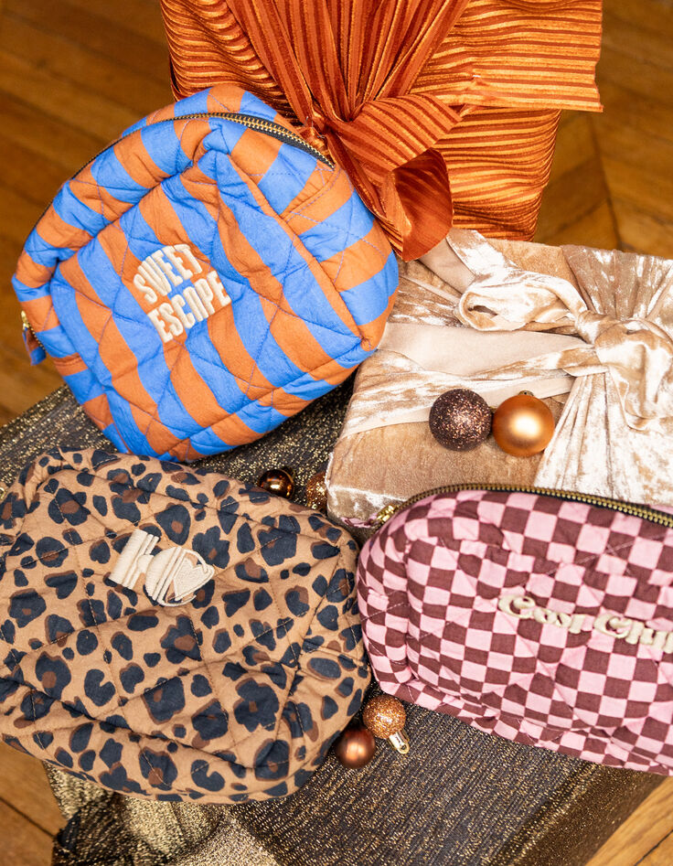 De clutch bruin luipaardmotief borduurwerk IC I.Code-2