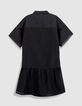 Schwarzes Kleid mit durchbrochenem Karomuster Damen-7