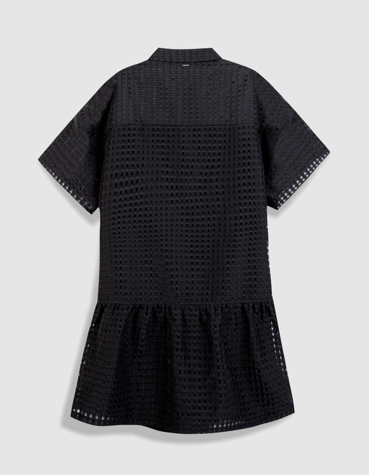 Schwarzes Kleid mit durchbrochenem Karomuster Damen-7
