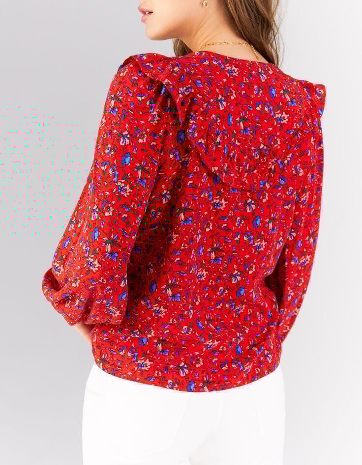 Blouse cherry esprit lingerie imprimé fleurs d'été I.Code-2