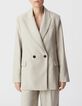 Graue Damenanzugjacke mit Lurex-Streifenmuster-2
