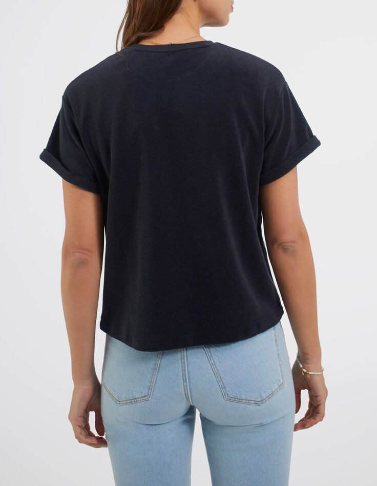Tee-shirt marine en éponge broderie poitrine I.Code-3