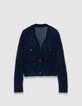 Marineblaue durchbrochene kurze STRICKJACKE f&uuml;r Damen-6