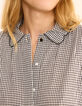 Hemd in Ecru mit Gingham-Muster und gestickten Blumenärmeln I.Code-6
