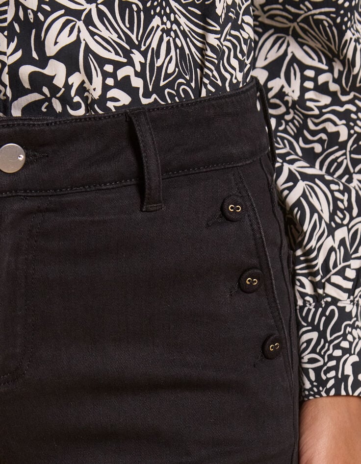 Schwarze Flare-Jeans mit geknöpften Taschen I.Code-4 Schwarze Flare-Jeans mit geknöpften Taschen I.Code-4