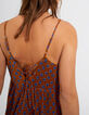 Camel jurk print blauwe bloemen schouderbandjes I.Code-4