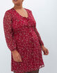 Robe rouge profond imprimé mix fleurs et rayures I.Code-2