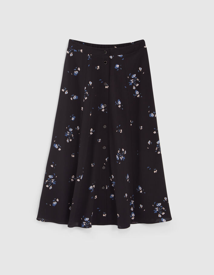 Jupe midi noire à imprimé bouquet floral I.Code-4