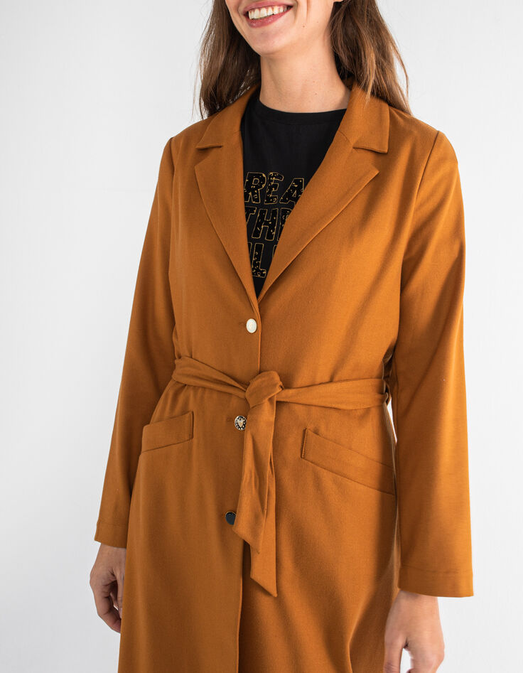 Geelbruine trench met fantasieknopen I.Code-4