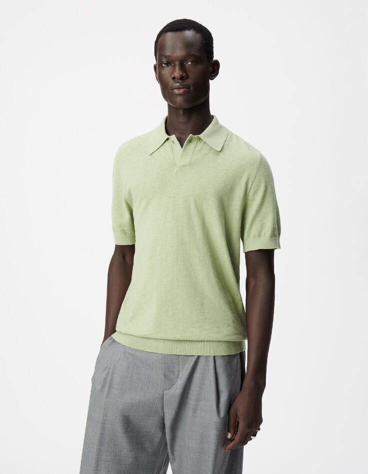 Gr&uuml;nes kurz&auml;rmeliges Poloshirt Herren-3