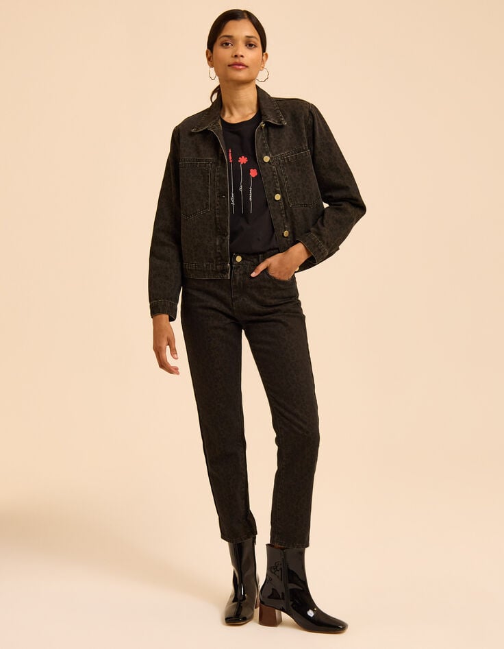 Bruin jeansjasje luipaardprint I.Code-9 Bruin jeansjasje luipaardprint I.Code-9