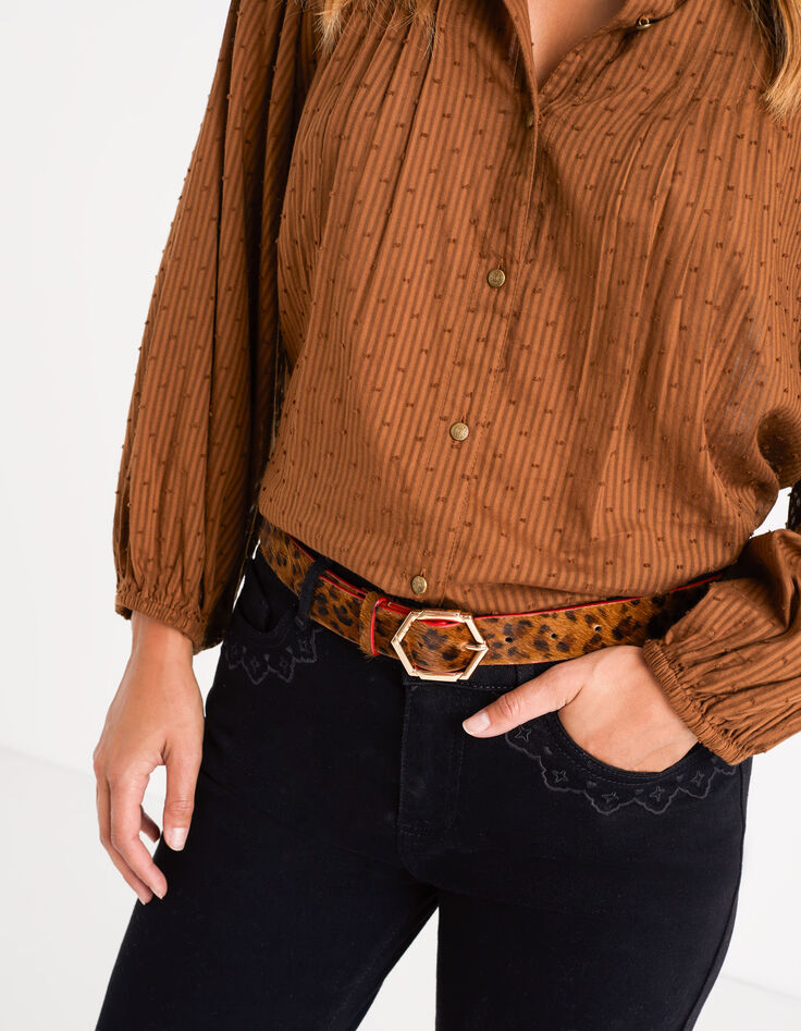 Camisa fauve rayas pliegues cosidos I.Code-5