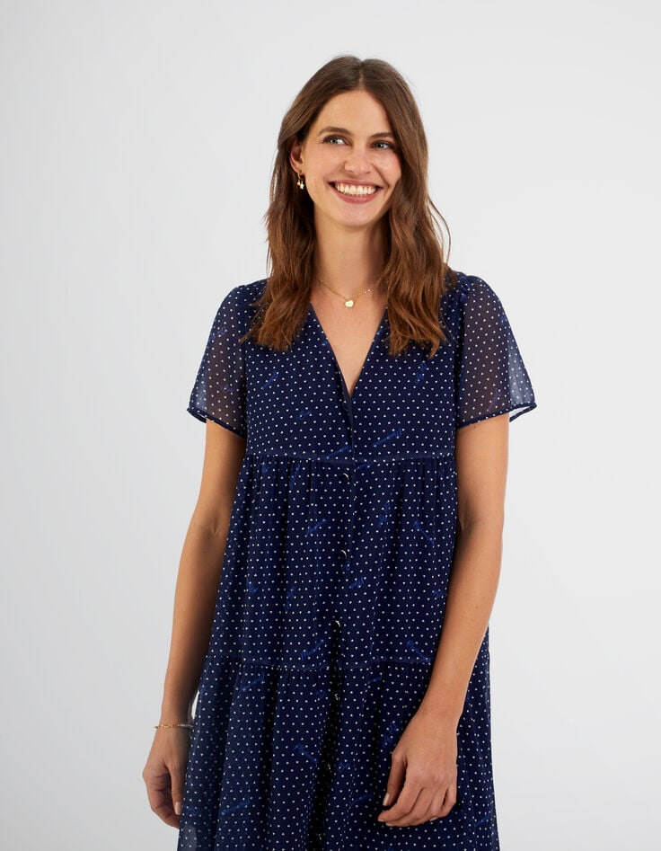 Robe indigo à imprimé petits cœurs I.Code-2