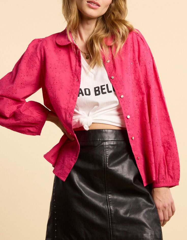 Magenta overhemd broderie anglaise I.Code-9 Magenta overhemd broderie anglaise I.Code-9