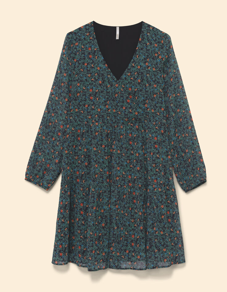 Grünes Kleid mit Sommerfrüchte-Print I.Code-7