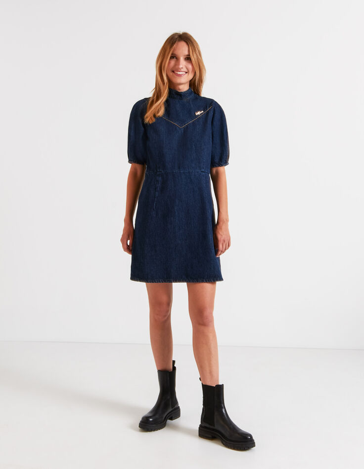 Jeansjurk authentiek donkerblauw opstaande kraag I.Code-5