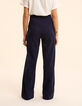 I.Code Anzughose mit weitem Bein aus navyfarbenem Faux-Uni-5