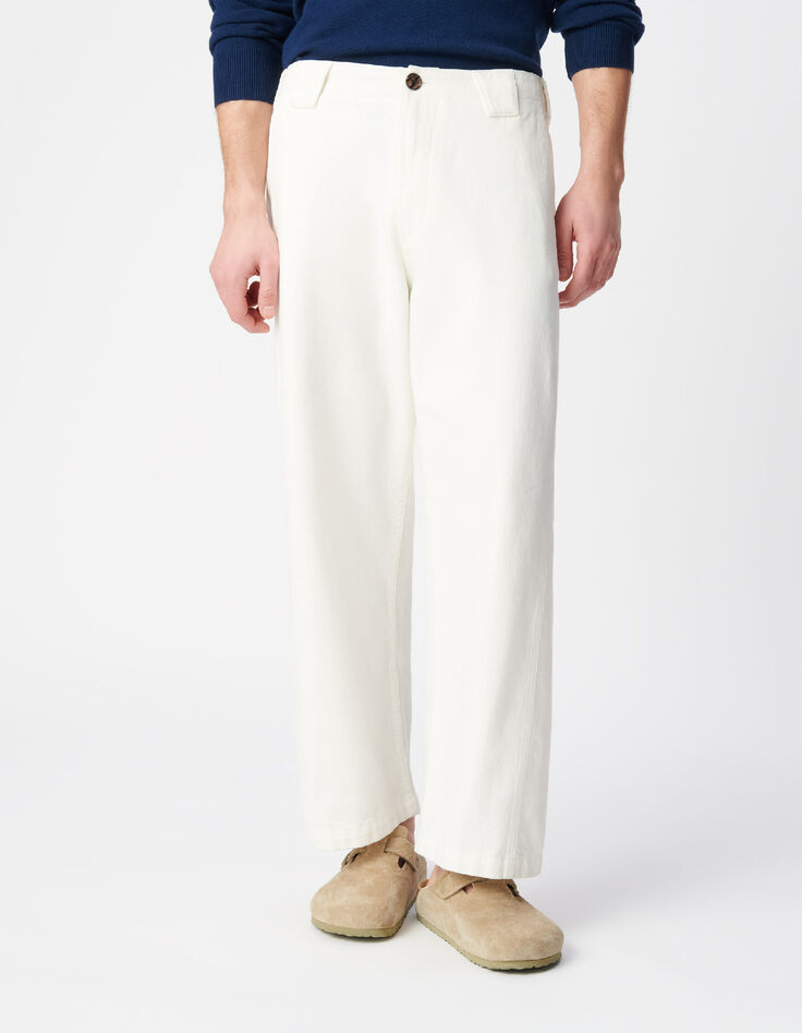 Barrel Jeans White Herren mit Knopfleiste-2