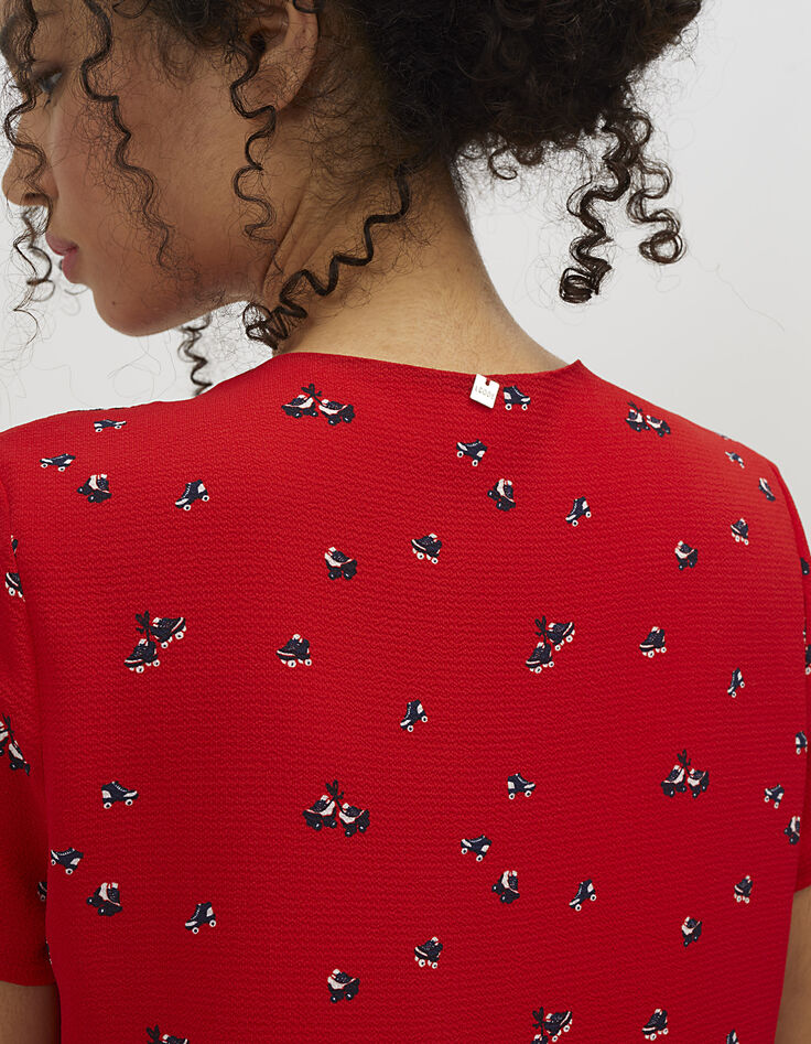 Robe rouge imprimée patins à roulettes I.Code-5 Robe rouge imprimée patins à roulettes I.Code-5