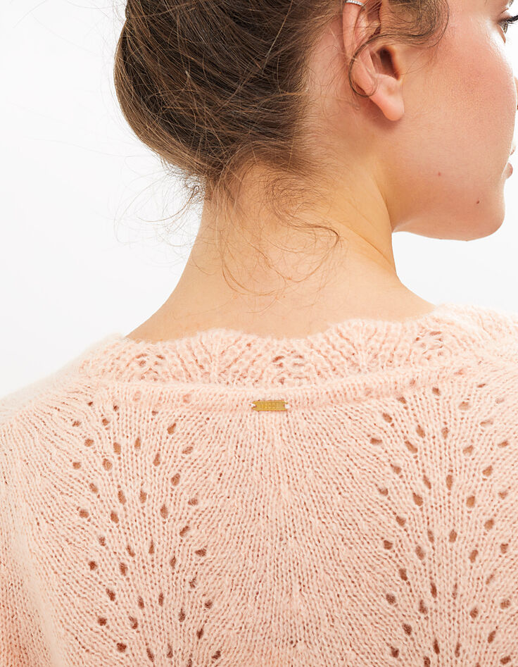 I.Code peach openwork knit cardigan-5 I.Code peach openwork knit cardigan-5