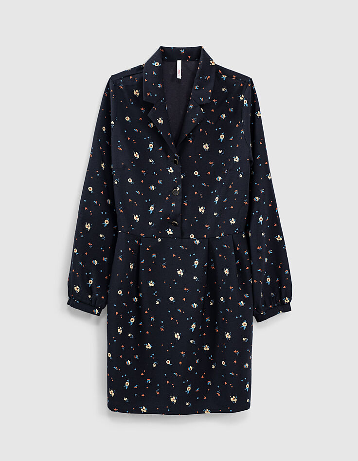 Robe noire imprimé floral I.Code-1