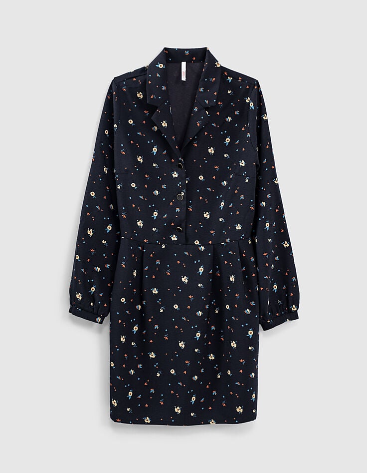 Robe noire imprimé floral I.Code-1 Robe noire imprimé floral I.Code-1