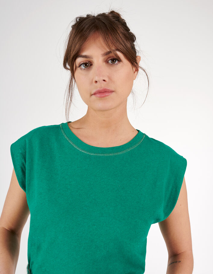 Tee-shirt vert à col rond couture dorée I.Code - I.CODE
