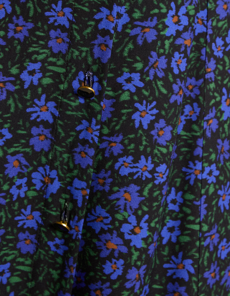 Jupe midi noire imprim&eacute; fleurs d'hiver I.Code-7