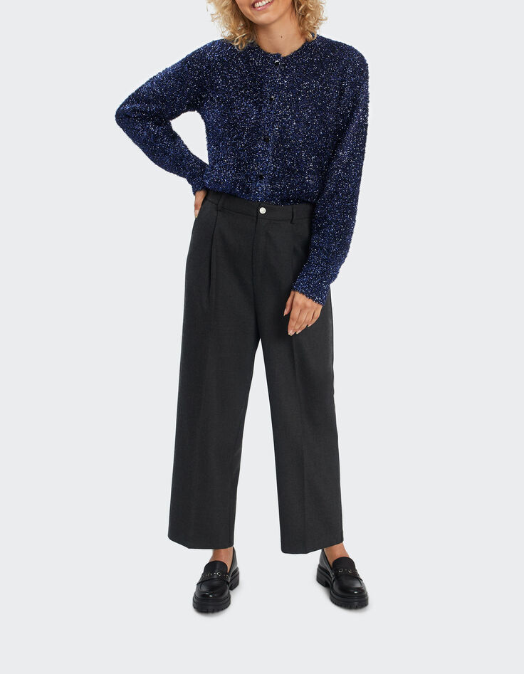 I.Code sapphire blue lurex knit cardigan-4