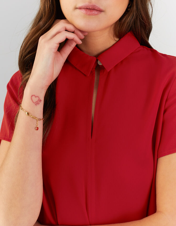 I.Code cherry flowing top with pleated back-2