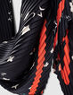 I.Code black star flower print pleated scarf-2