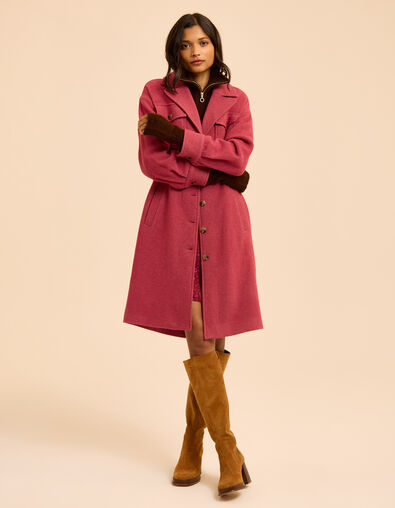I.Code pink striped long coat