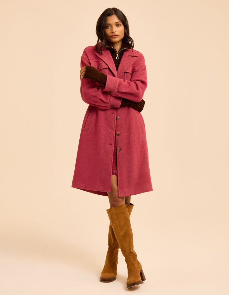I.Code pink striped long coat-1 I.Code pink striped long coat-1