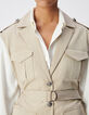 Mujer chaqueta sahariana sin mangas beige-4