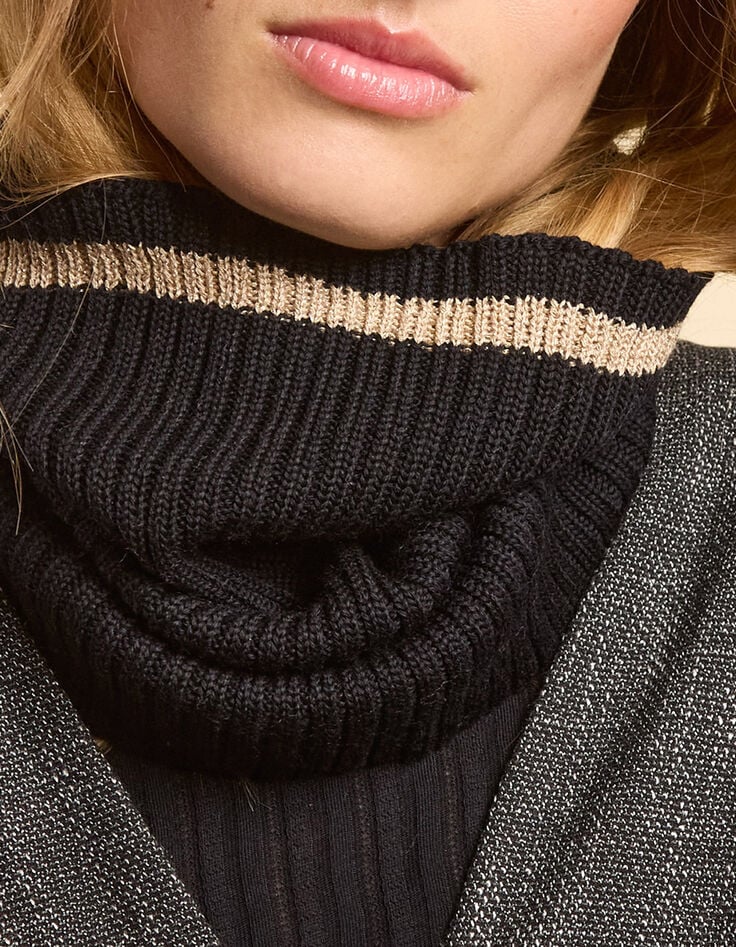 Snood noir tricot côtelé I.Code x Lafrançaise-4 Snood noir tricot côtelé I.Code x Lafrançaise-4