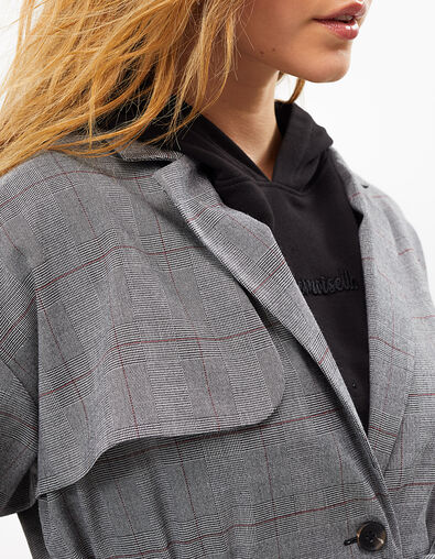 Grauer Trenchcoat mit rotem Glencheckmotiv I.Code