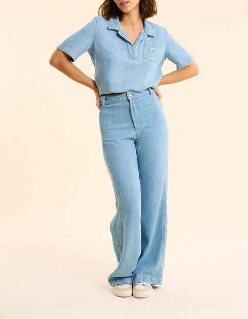 Blaue weite Jeans in Washed-Optik I.Code