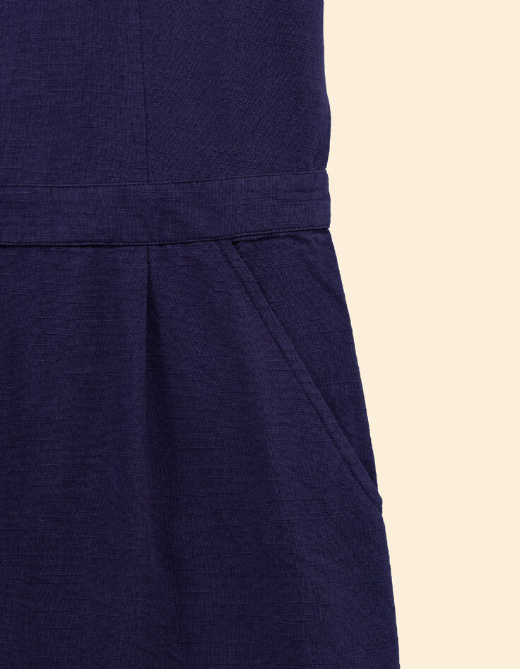 Navy Embroidered Jumpsuit for Women-4