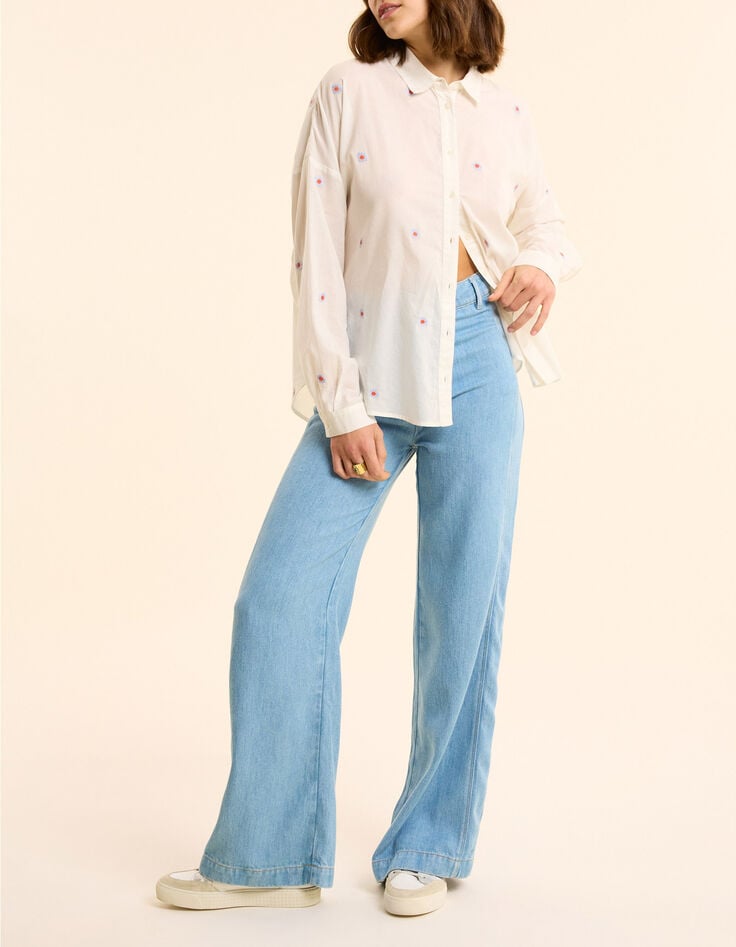 Chemise blanche broderies fleurs I.Code-6
