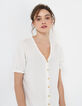 Top blanc cassé à boutons fleurs I.Code-5