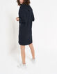 Marine tricot jurk met kap en ritsen opzij I.Code-3
