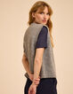 Cardigan sans manches gris tricot d&eacute;tails torsades I.Code-5