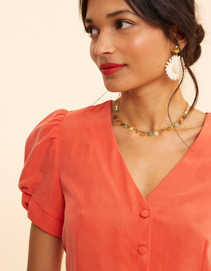 Top rouge cropped boutonné I.Code-5