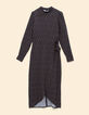 I.Code black long dress with winter floral print-5