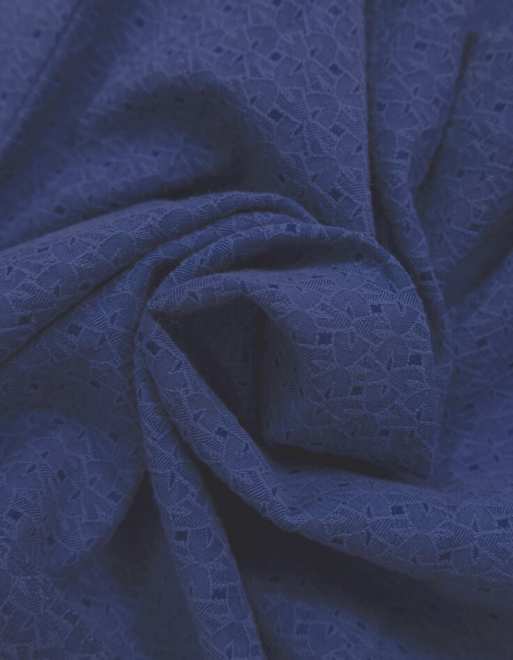 Top bleu jacquard fantaisie boutonné I.Code-6 Top bleu jacquard fantaisie boutonné I.Code-6