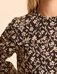 Zwarte blouse orchideeënprint I.Code-5